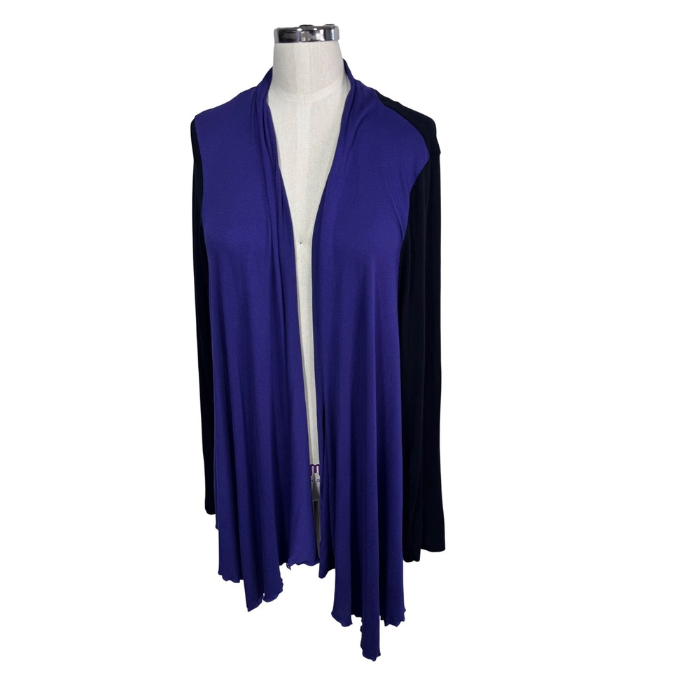 Victor XL Purple Cardigan‎ Women's Colorblock Open Front Draped